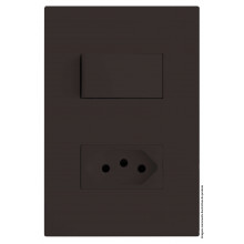 Conjunto Interruptor Paralelo + 1 Tomada 10a 4x2 - RECTA CHOCOLATE SATIN FOSCO 